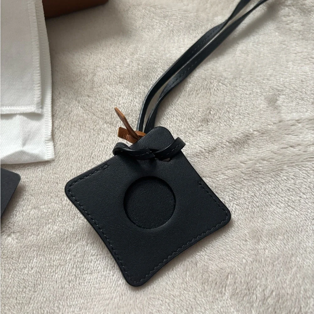 MCM Black Leather Air Tag Cover